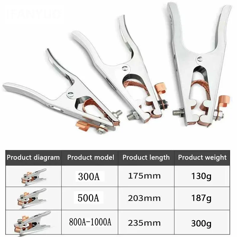 300A 500A Earth Clamp Electric Welding Machine Ground Clip 800A-1000A Connection Clamp Argon Arc Welding Machine Ground Clip