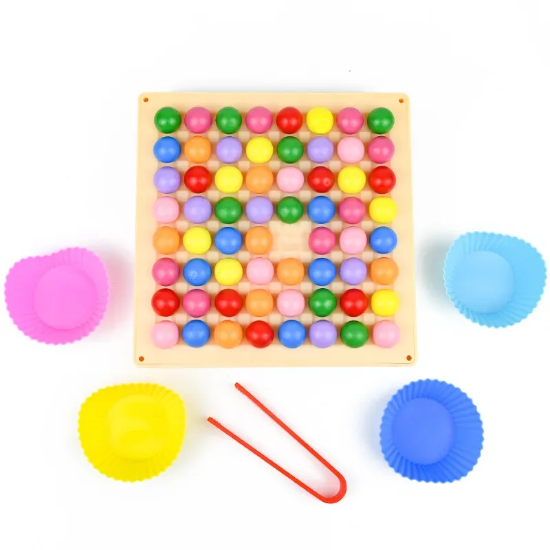 Pädagogisches magnetisches Angelspiel, 2-in-1-Spiel und Clip-Perlen, Farberkennung, Holzspielzeug für frühes Lernen von Kindern