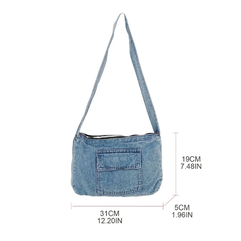 Modne torby Crossbody dla kobiet Retro Denim torba na ramię pasująca torba Hobo Tote Bag tornister studencki codzienna torba płócienna