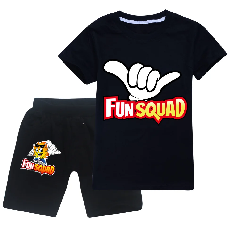 

New Summer Fun squad Gaming Print Children's Clothing O-Neck T-shirt+Shorts 2-Piece Set Cotton Kids Suit Boy Girl Baby 2-15 Y