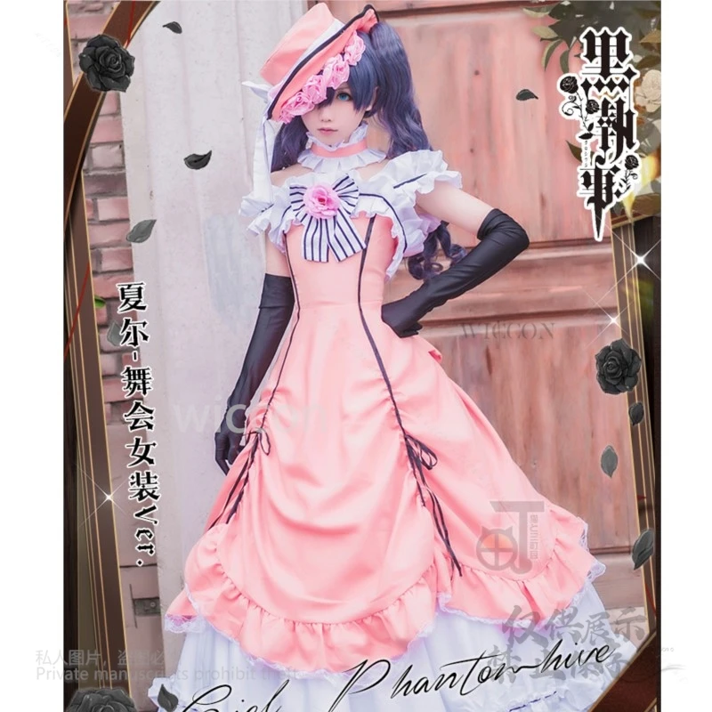Anime Black Butler Ciel Phantomhive Cosplay Roze Fancy Dress Kuroshitsuji Lady Lolita Meid Kawaii Uniform Cosplay Y2K Costumized
