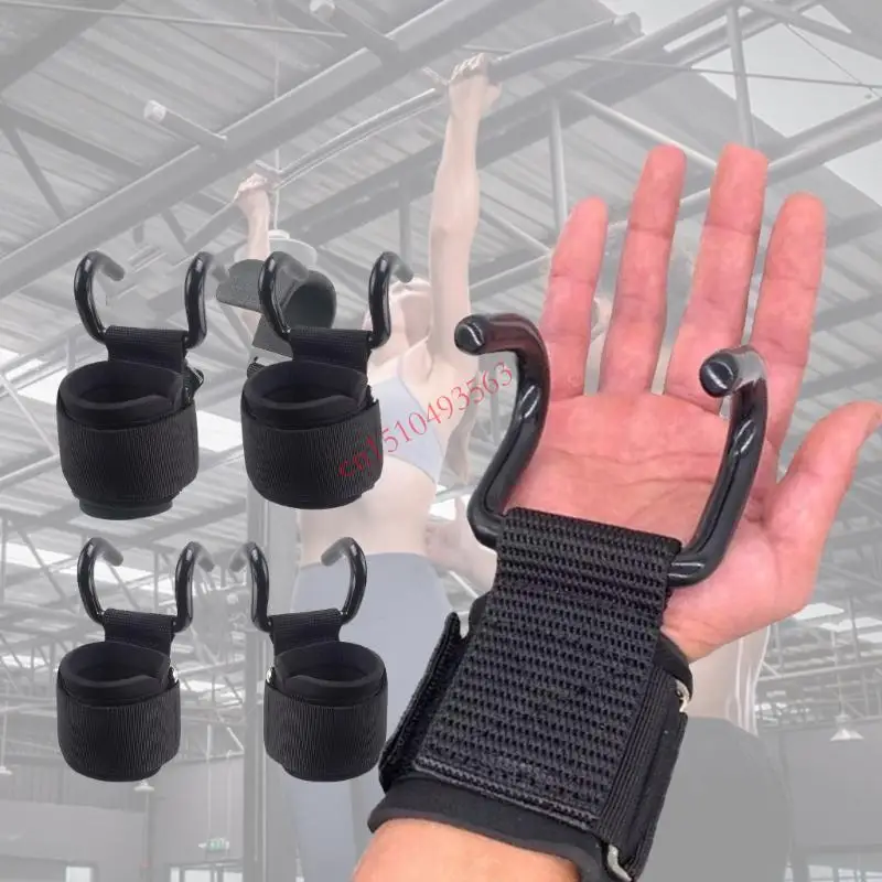 

448C Pull up Workout Fitness Wrist Wrap Support Weight Lifting Hook, Nonslip Padding Powerlifting Wrist Grip