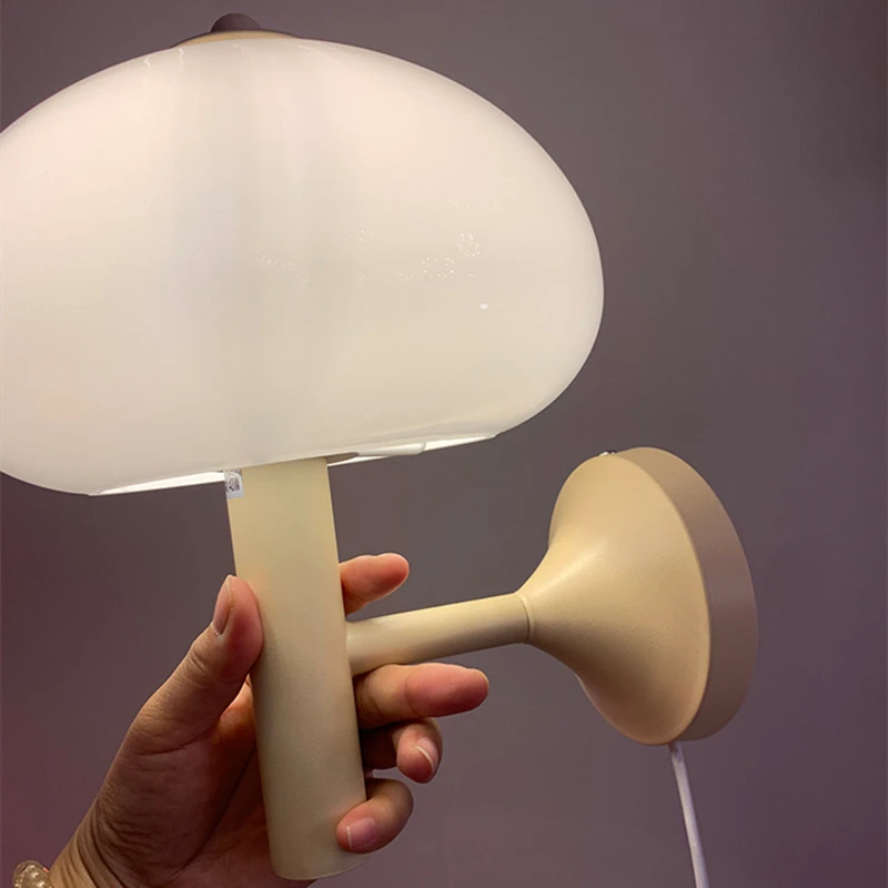 

Postmodern wall lights Cute Mushroom Glass Light white wall sconse Study Aisle kawaii lamp Led Bedroom Bedside kids wall lamp