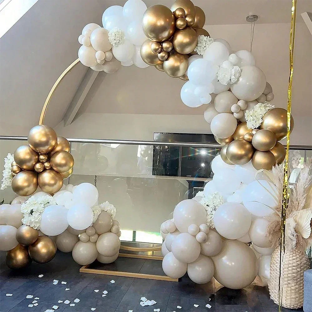 114-teiliges Premium-Ballon-Girlandenbogen-Set aus weißem und goldenem Latex – elegante Hochzeits-Party-Dekorationen für Zeremonienhintergründe, Empfang – Detail 5