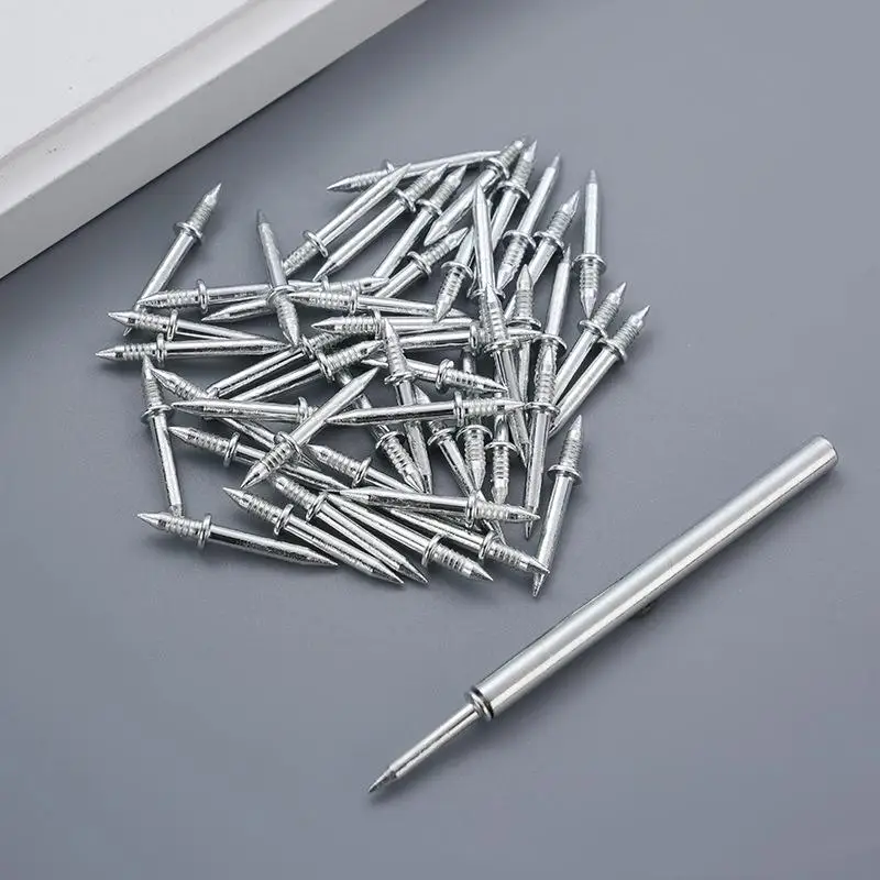 50/100pcs Double Head Nails Seamless Nails Skirting Thread Seamless Nail Without Marks Metal Rust-Proof Nails Wood No Trace