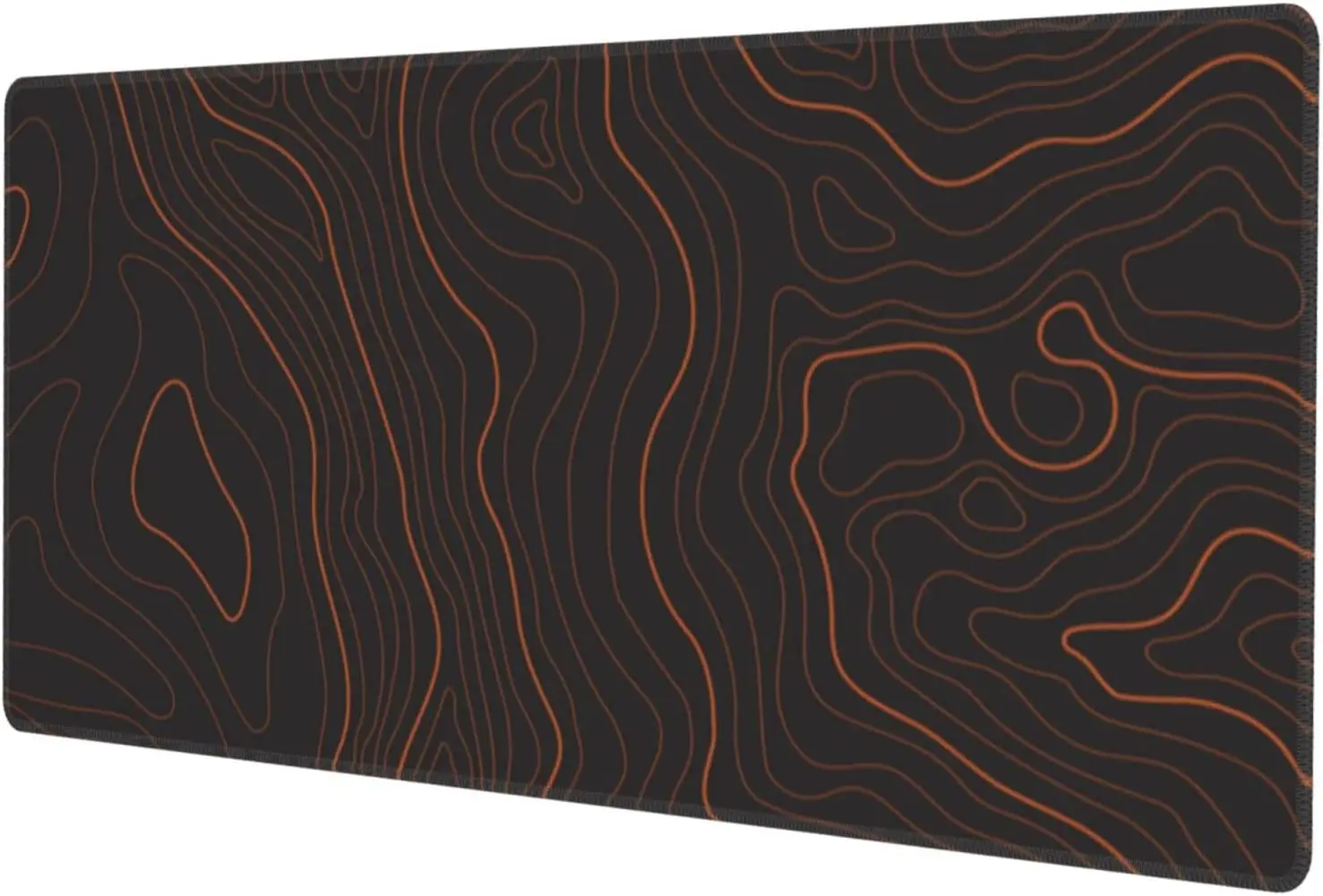 Black Brown Topographic Map Extended Large Gaming Mouse Pad Non Slip Rubber Base Mousepad Stitched Edges 31.5 X 11.8 Inch