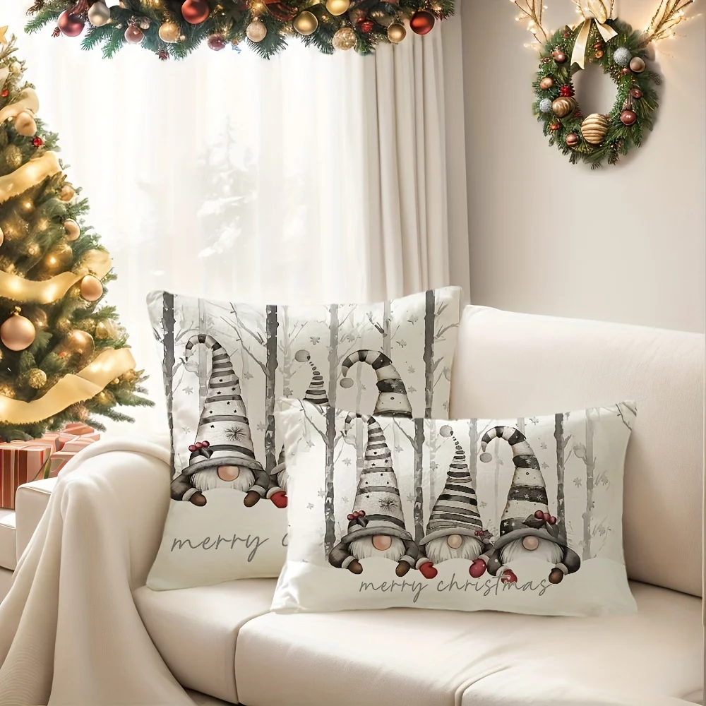 2026 Merry Christmas Pillow Set with Dwarf Print Pattern Christmas Decoration Pillow Set Furniture Bedroom Sofa Decoration