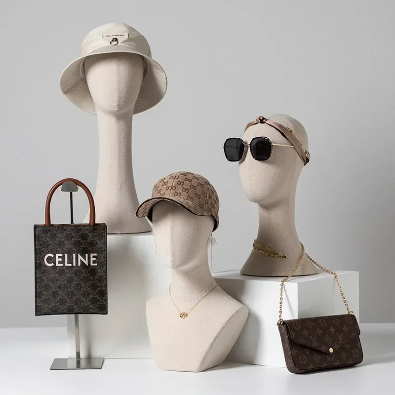 

Головка манекена из пенополистирола, холст, льняная ткань, чехол, тренировочная голова манекена для париков