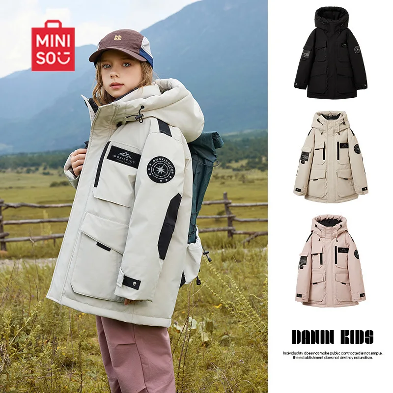 

MINISO Children's Down Jacket for Middle and Old Children 2025 New Foreign Style Winter Thickened Down Jacket for Boys and Girls