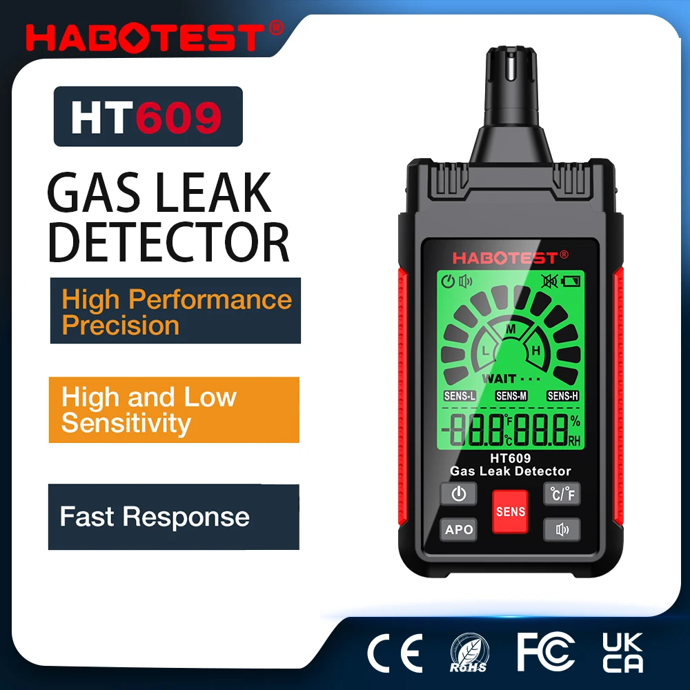 HABOTEST HT609 Gas Leak Detector Combustible Gas Sensor Tester Professional Flammable Natural Methane Gas Leakage Test Meter