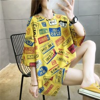 Ins Super Hot Short-sleeved T-shirt Women's Summer Korean Version Loose Plus Size Women's Clothing Medium and Long Top T-shirt