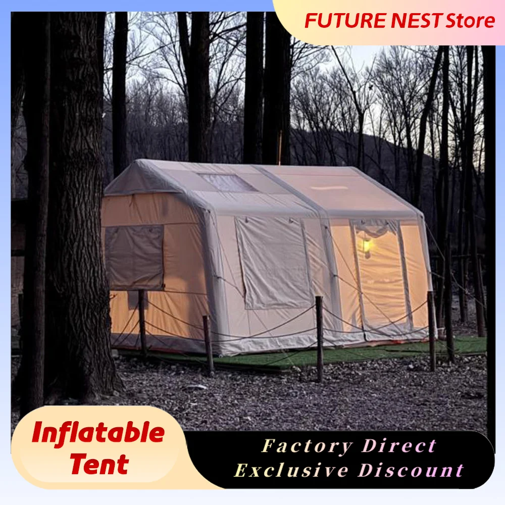 

Надувная палатка для кемпинга, большая водонепроницаемая палатка с окнами для семейного отдыха на природе, глэмпинга, поездок на автодомах, палатка для 4-6 человек