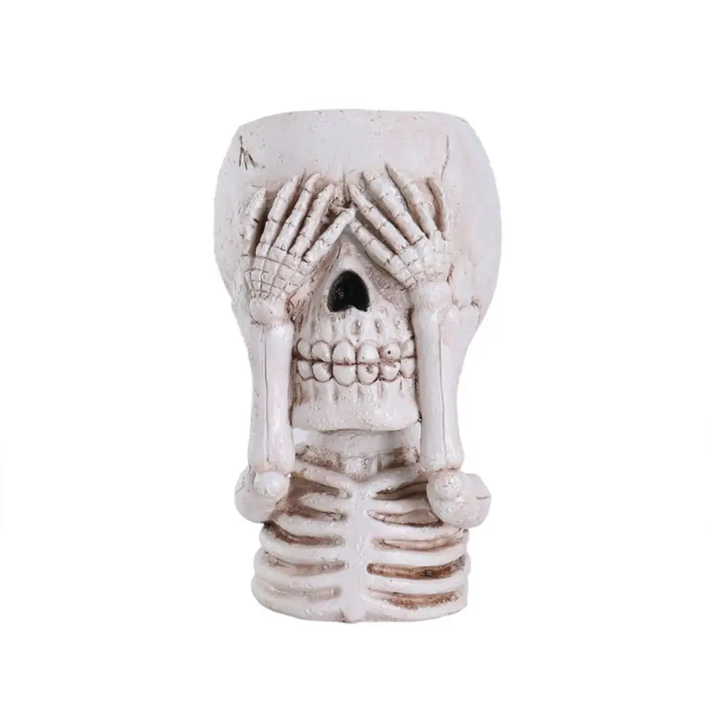 

Gothic Halloween Skull Plant Pot Resin Crafts Realistic Skull Planter Elegance Skull Statue Halloween Party Decor