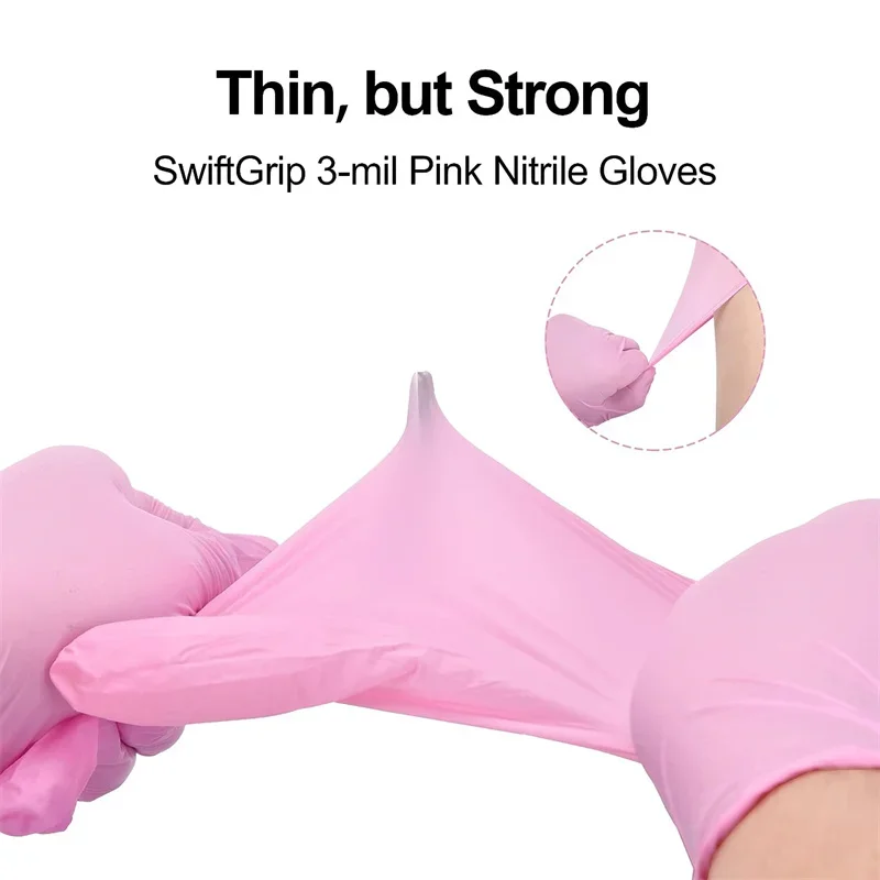 Pink Nitrile Gloves Disposable 20/50Count Powder Latex Free Household Cleaning Gloves Cooking Industrial Mechanic Tattoo Gloves