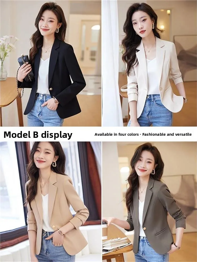 

Bla Slim Fit Suit Jaet for Women Spring Autumn New Korean Sle Casual ature High-End Feel ort Length Long Sve