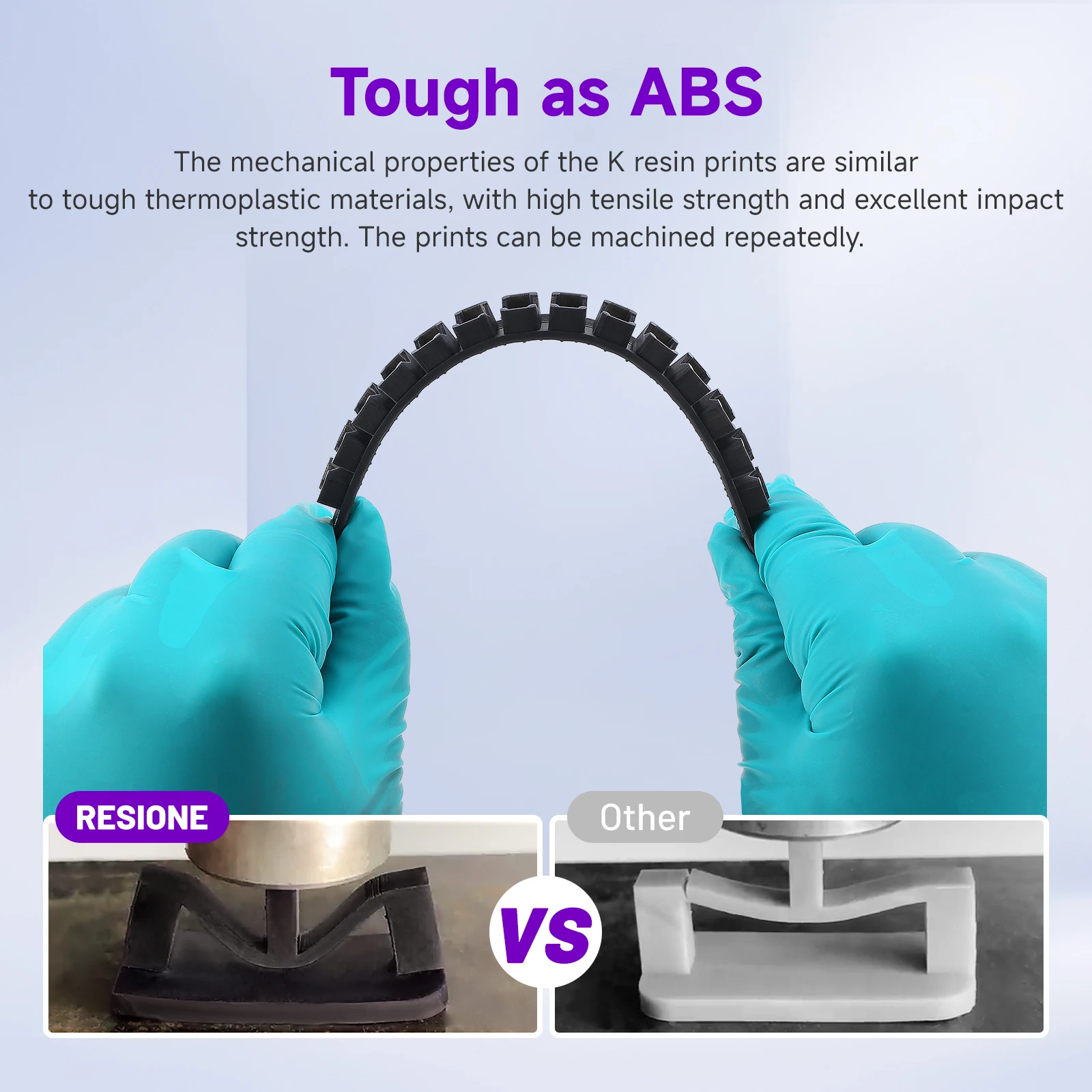 Imagem -02 - Resione-resina Fotopolímero para Impressora 3d Abs Resistente Como Lcd Sla Dlp Elegoo Anycubic 1kg 405nm