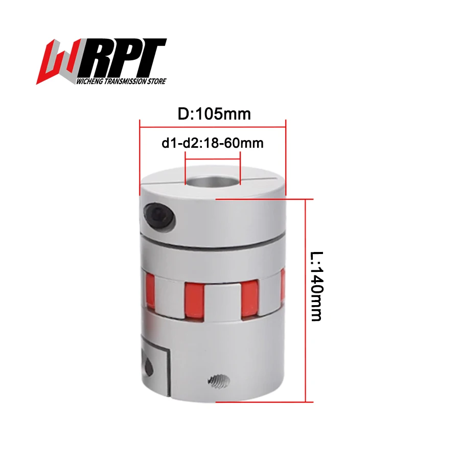 

Plum Blossom Coupling Star Screw Encoder Elastic High Torque Coupling Servo Motor Aluminum Coupling XB-105X140 CNC Parts