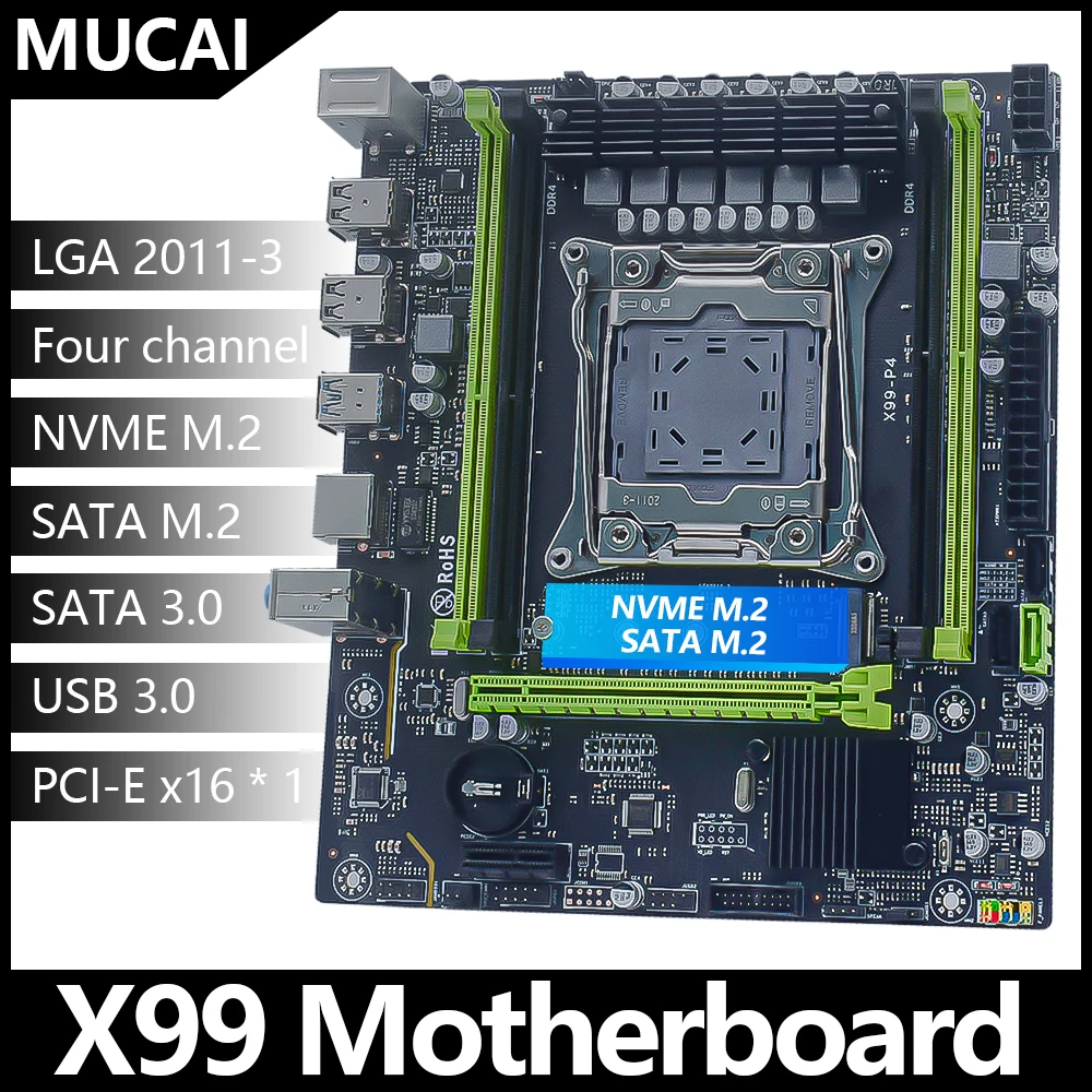 MUCAI X99 P4 Motherboard LGA 2011-3 Supports Intel Xeon processor four channel DDR4 RAM NVME M.2/SATA 3.0