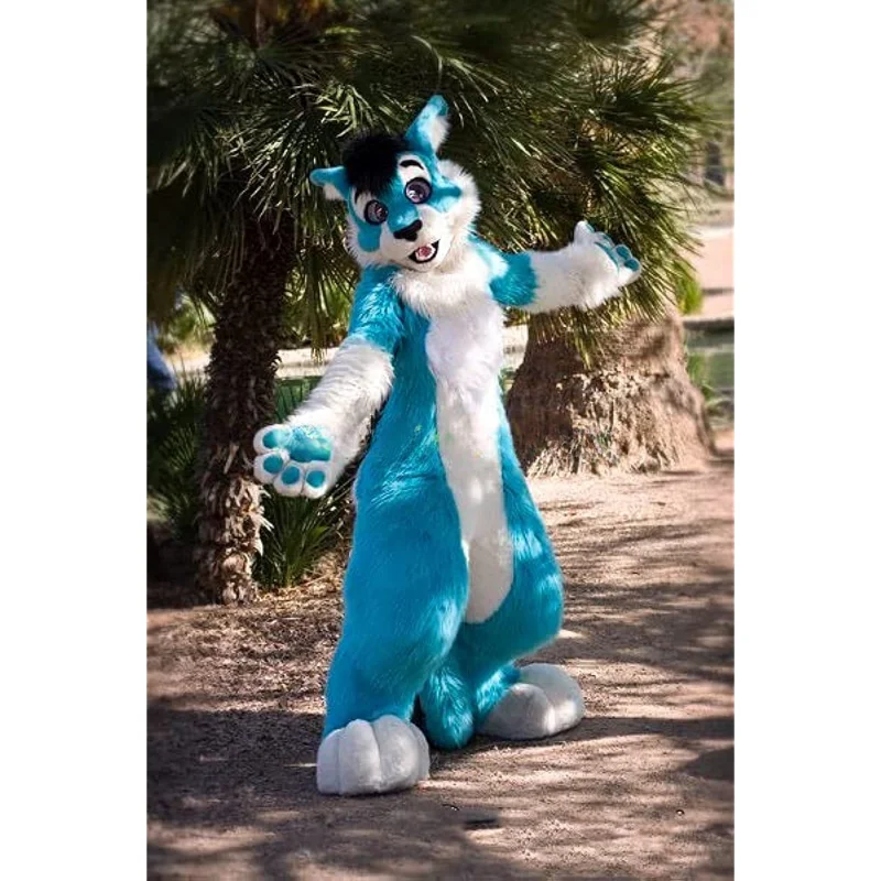 Blue Husky Dog FurryMascot Customized Mascot Costume Party Carnival Halloween Role Playing Costume