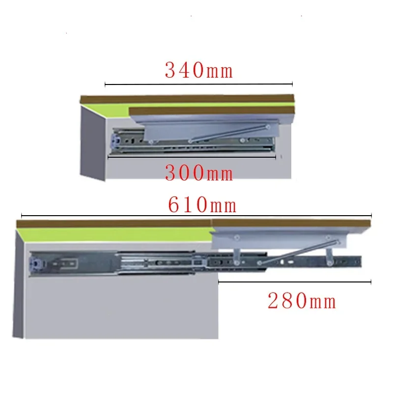 Folding Leaf Extension Slide Rail Heavy Pull Out Pop Up Slide Rail Supporting Bracket Furniture Table Top Conceal