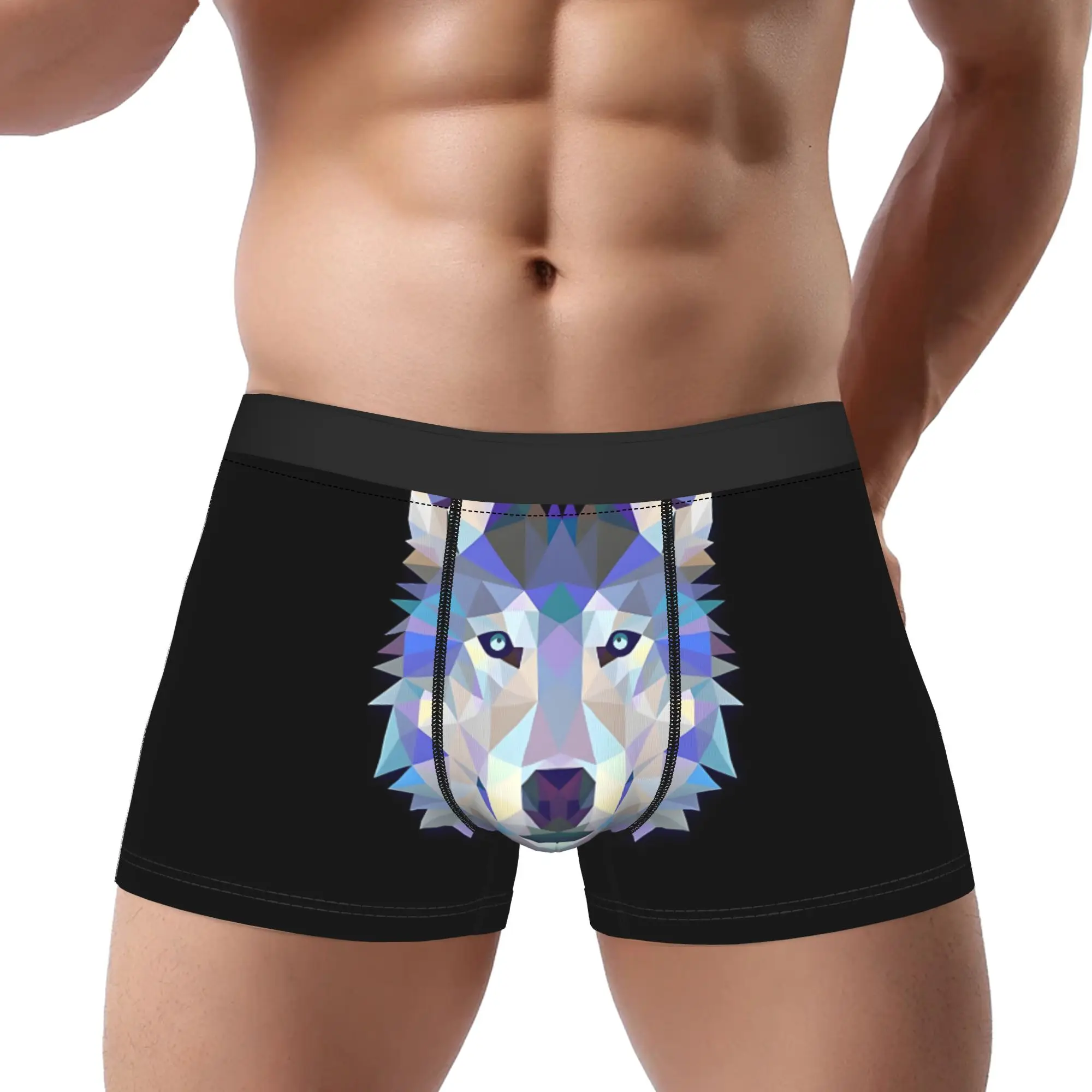 Cool Colorful Wolf Underpants Homme Panties Men's Underwear animal Ventilate Shorts Boxer Briefs