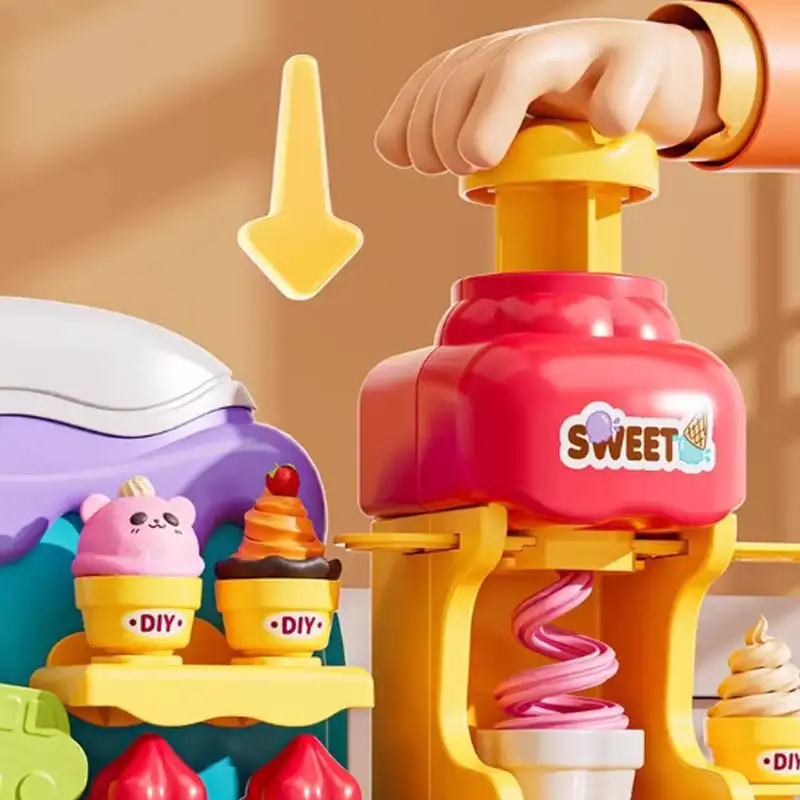 어린이를 위한 DIY 아이스크림 플레이 도우 세트 몬테소리 역할 놀이 음식 장난감 주방 액세서리 어린이 소녀 소년 선물