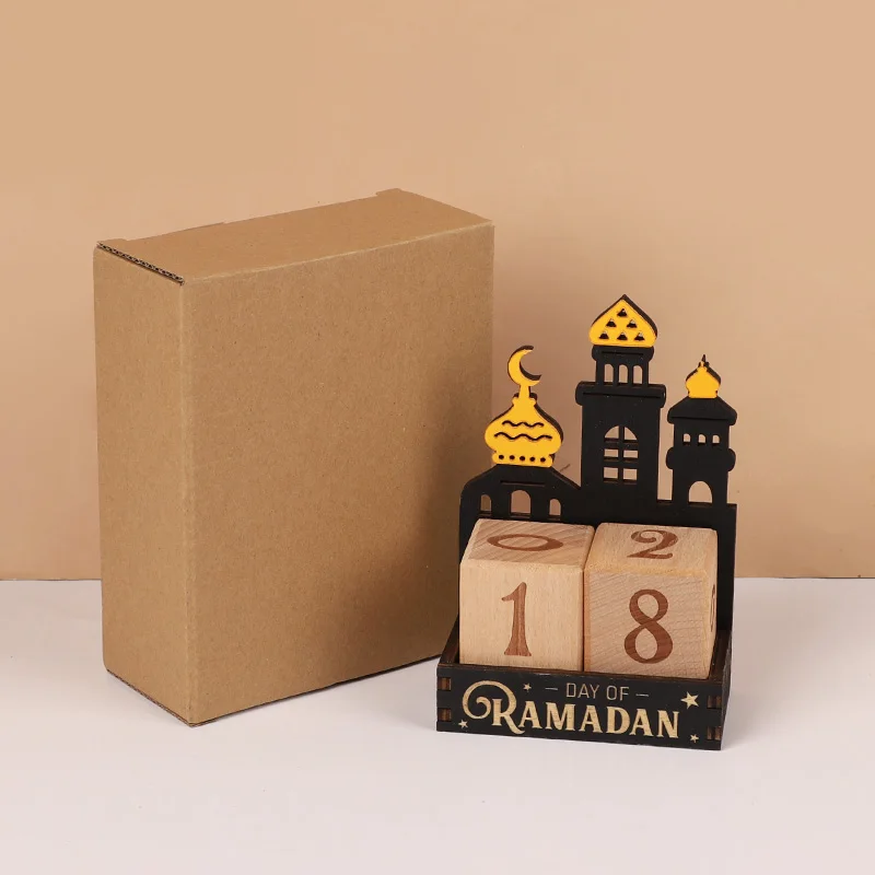 Calendrier Ramadan en acrylique pour enfants – calendrier DIY avec chiffres et motif de lune, décoration ramadan stable pour salon table, décoration islamique cadeau spécial pour familles(Or + Argent