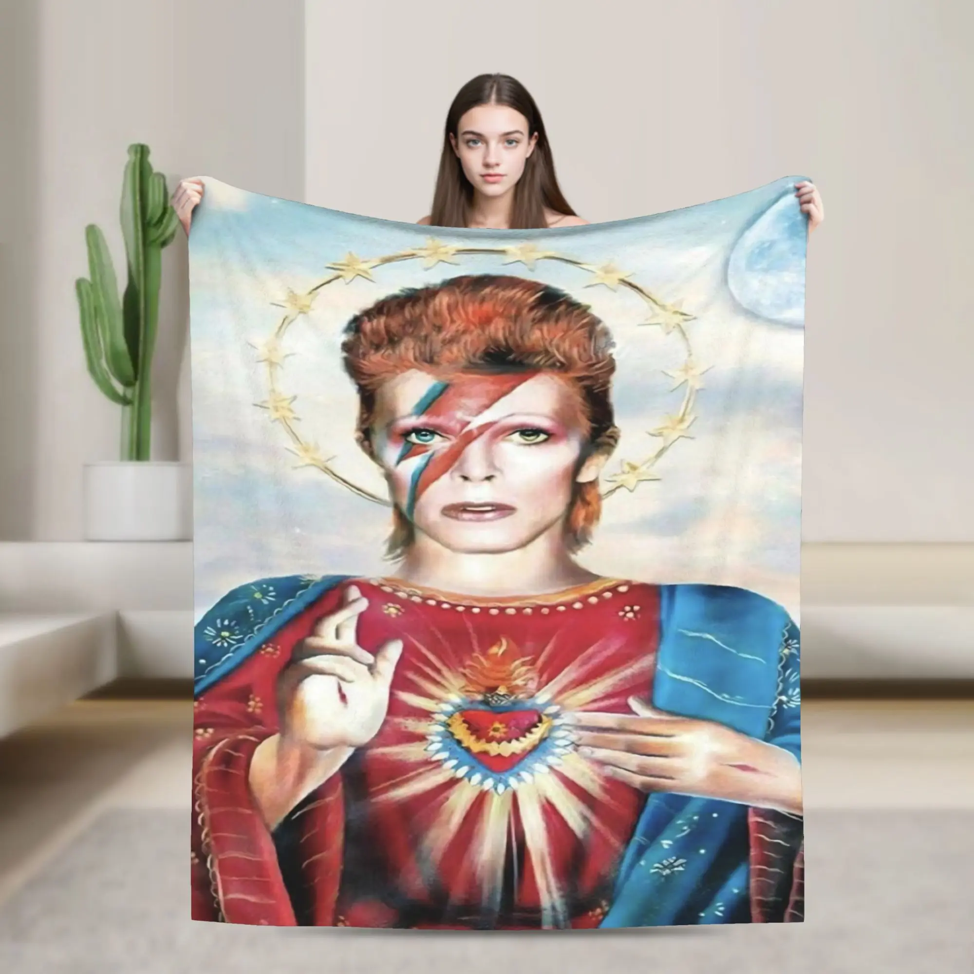 Davides Bowies Throw Blanket for Couch  Fuzzy Soft Plush Blanket 50x60 Inch Multiple Sizes Bedspreads for All Seasons