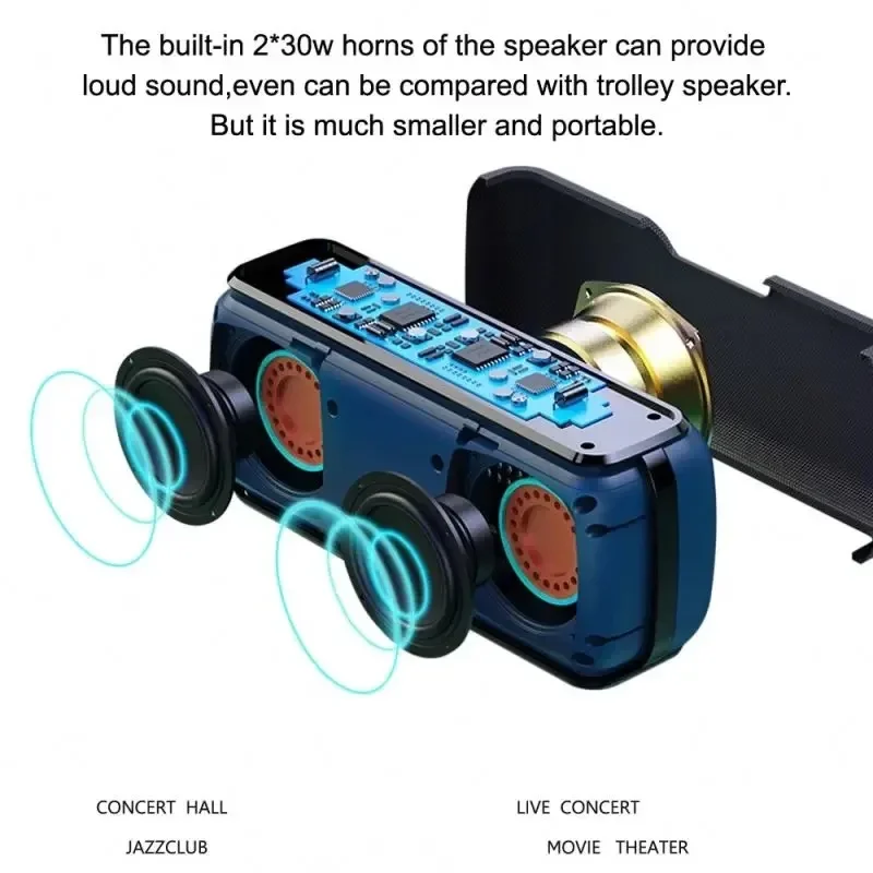 Imagem -03 - Alto-falante Portátil Subwoofer Alto-falantes sem Fio Tws Impermeável 6600mah Power Bank Função Usb tf Aux 60w Xdobo-x8