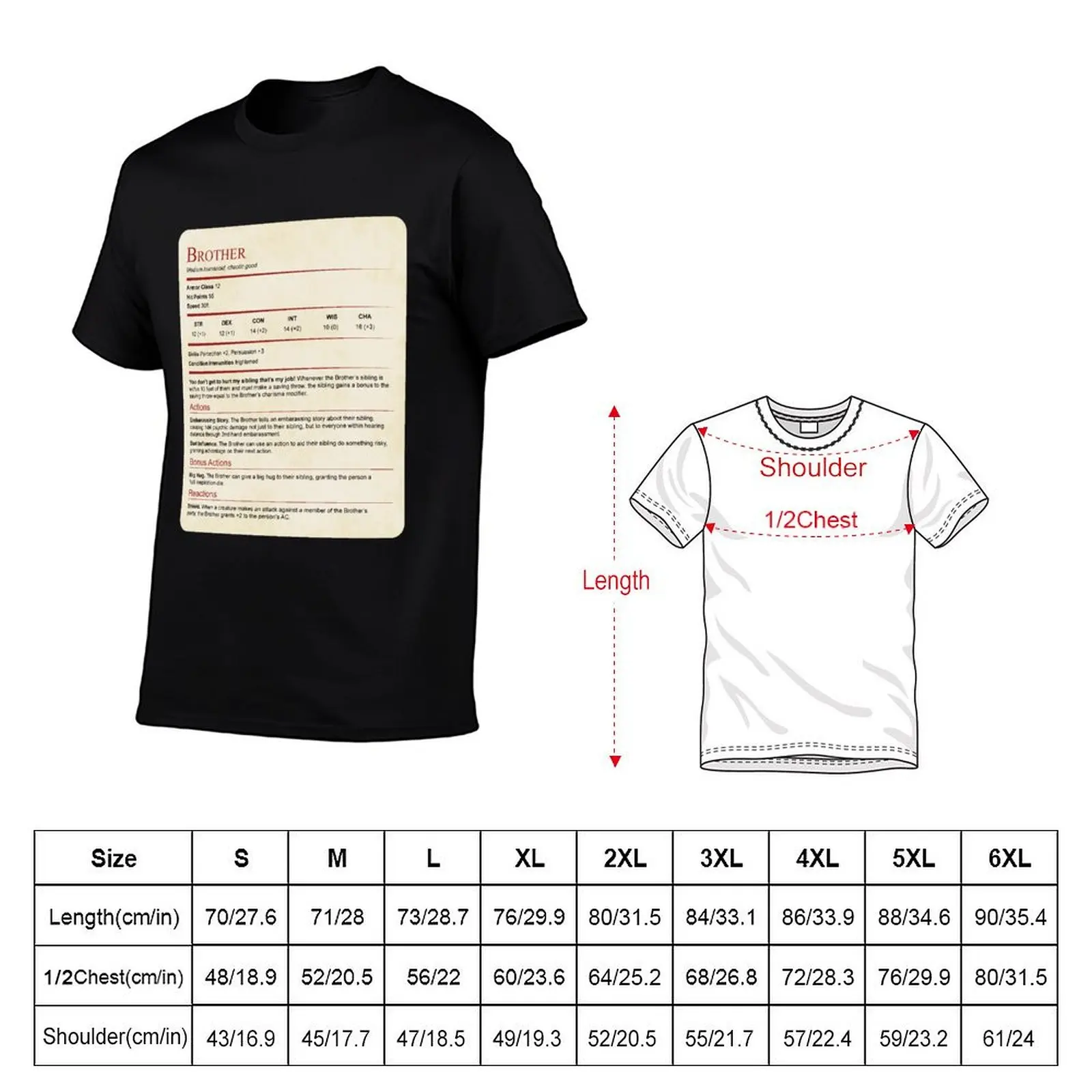 D&D Brother Stat Block Gift T-Shirt tees sweat essential t shirt mens graphic t-shirts big and tall