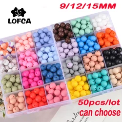 LOFCA 50Pcs Silicone 9/12/15MM Choose Round Beads For Jewelry Making To Make Bracelets DIY Keychain Necklace Jewelry Accessories