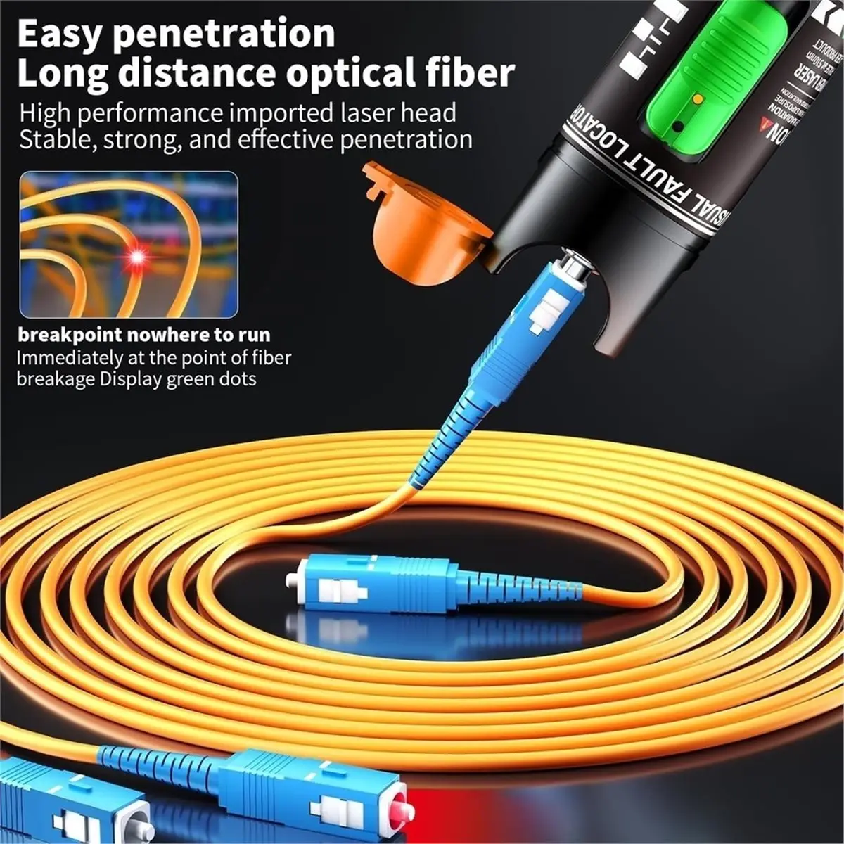 update. Visual Fault Locator 30KM - Rechargeable VFL Fiber Optic Tester Kit Female Adapter, Fiber Optic Lights for Network Cable
