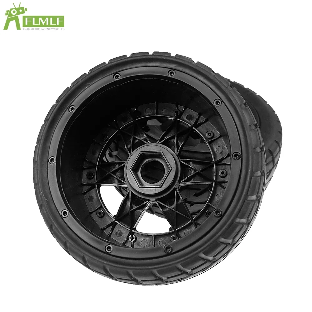 Rubber on-Road Tire Tyre Front or Rear with Wheel Hub Rim Assembly Set Fit for 1/5 HPI ROVAN KM BAJA 5B SS