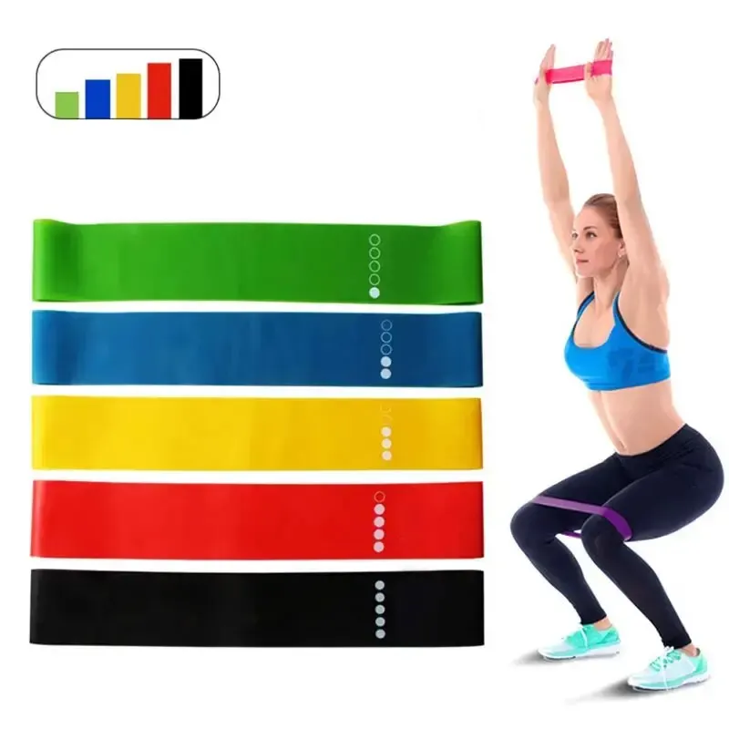 5pcs Rubber Exercixe Resistance Bands, Workout Fitness Elastic Yoga Bands, Pilates Sport Pull Rope, Gym Exercise Equipment