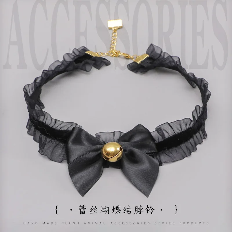 

Girl Lolita Necklace Anime Accessories Black White Lace Bow Tie Necklace Unisex Cosplay Costume Accessory for Party Clothes