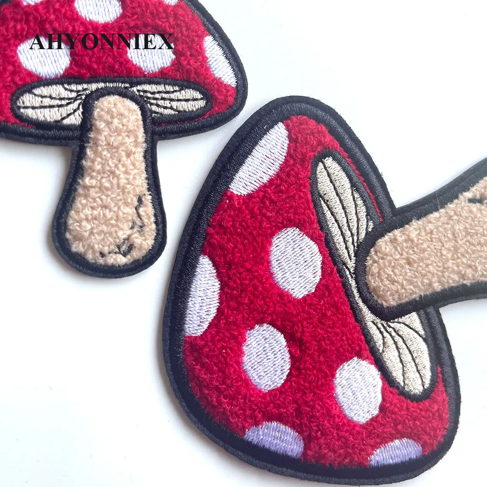 Big and Small Mushroom Parches for Parent-child Clothes DIY Cute Stickers Iron On Towel Embroidery Patches