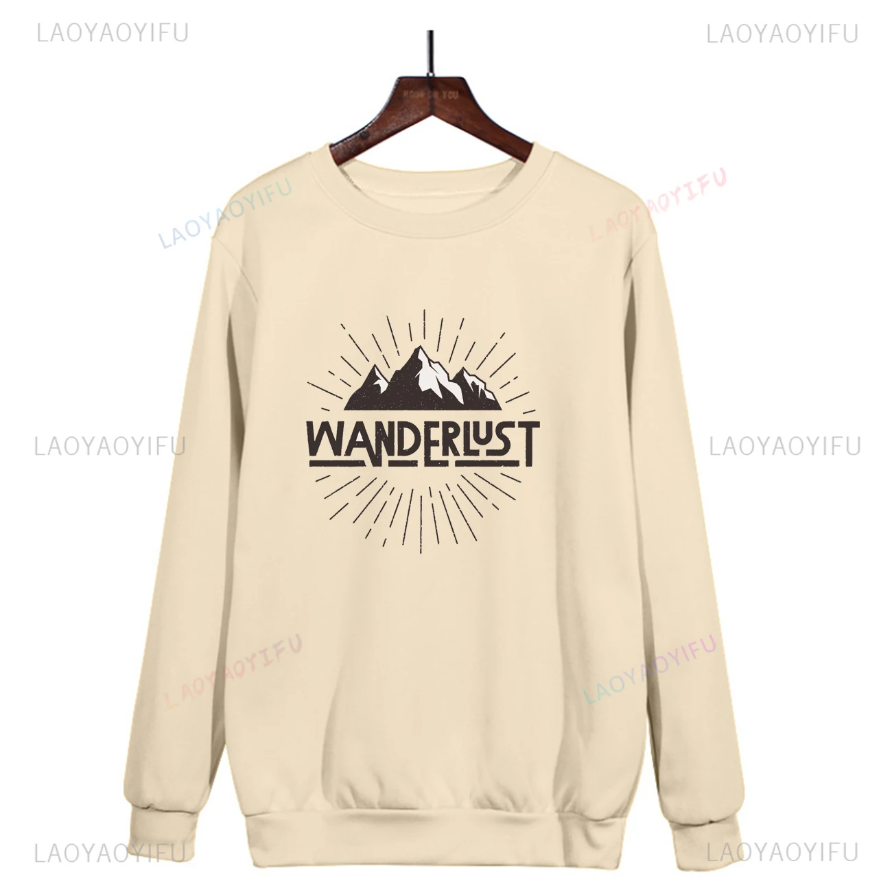 Wanderlust American Adventure Retro Trend Harajuku Long Sleeve Hoodie Street Wear Stylish Unisex Crew Neck Pullovers