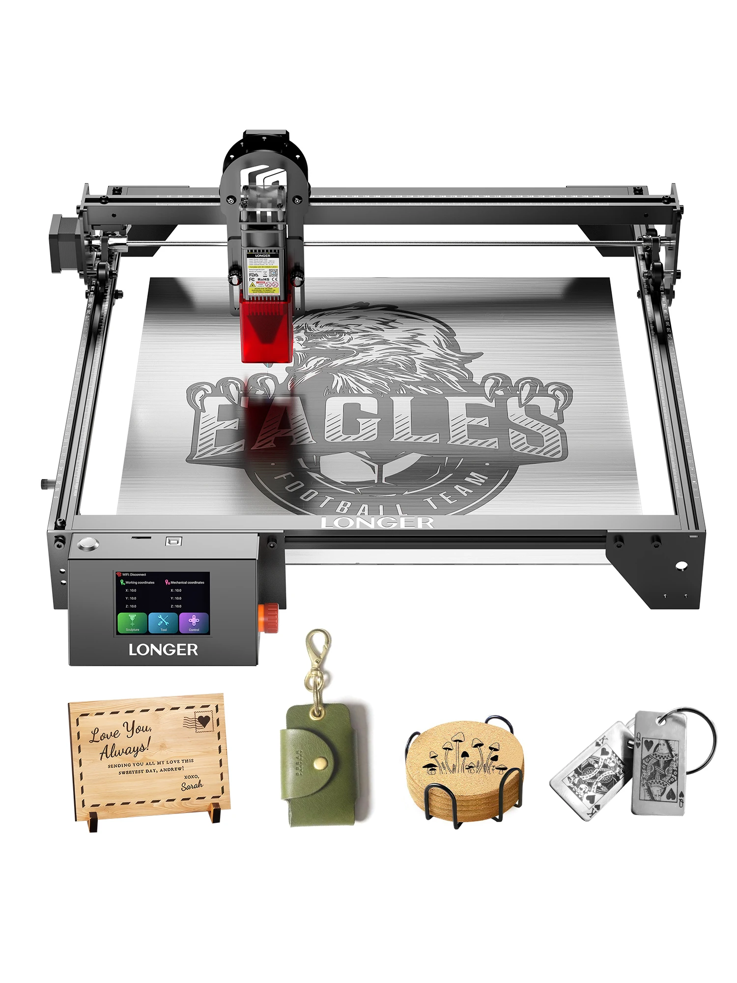 LANGER RAY5 Lasergraveermachine 10W 0,06x0,06mm Precisielaserpunt 3,5 inch touchscreen 32-bit chipset Offline graveer-app besturing - afbeelding 2