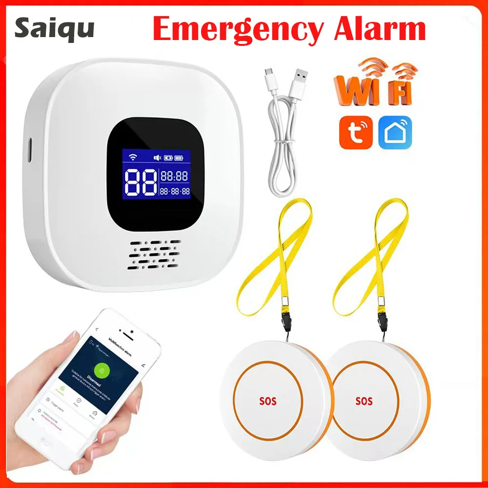 Alarm System Home Tuya Wifi Elderly Caregiver Pager SOS Call Button Emergency Button for Elderly Senior Patients Elderly At Home