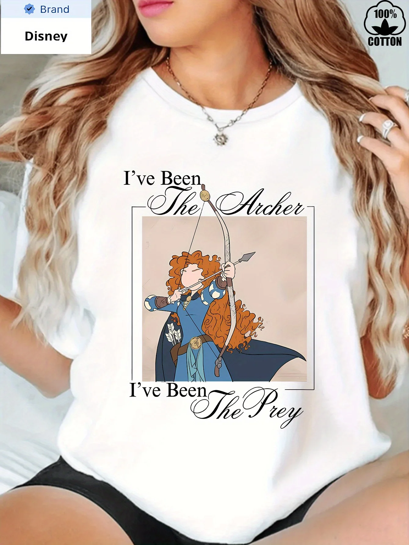 

Women's Disney Brave Merida T-Shirt - Official "I've Been The Archer I've Been The Pey" Quote & Archery Design - Soft Everyday