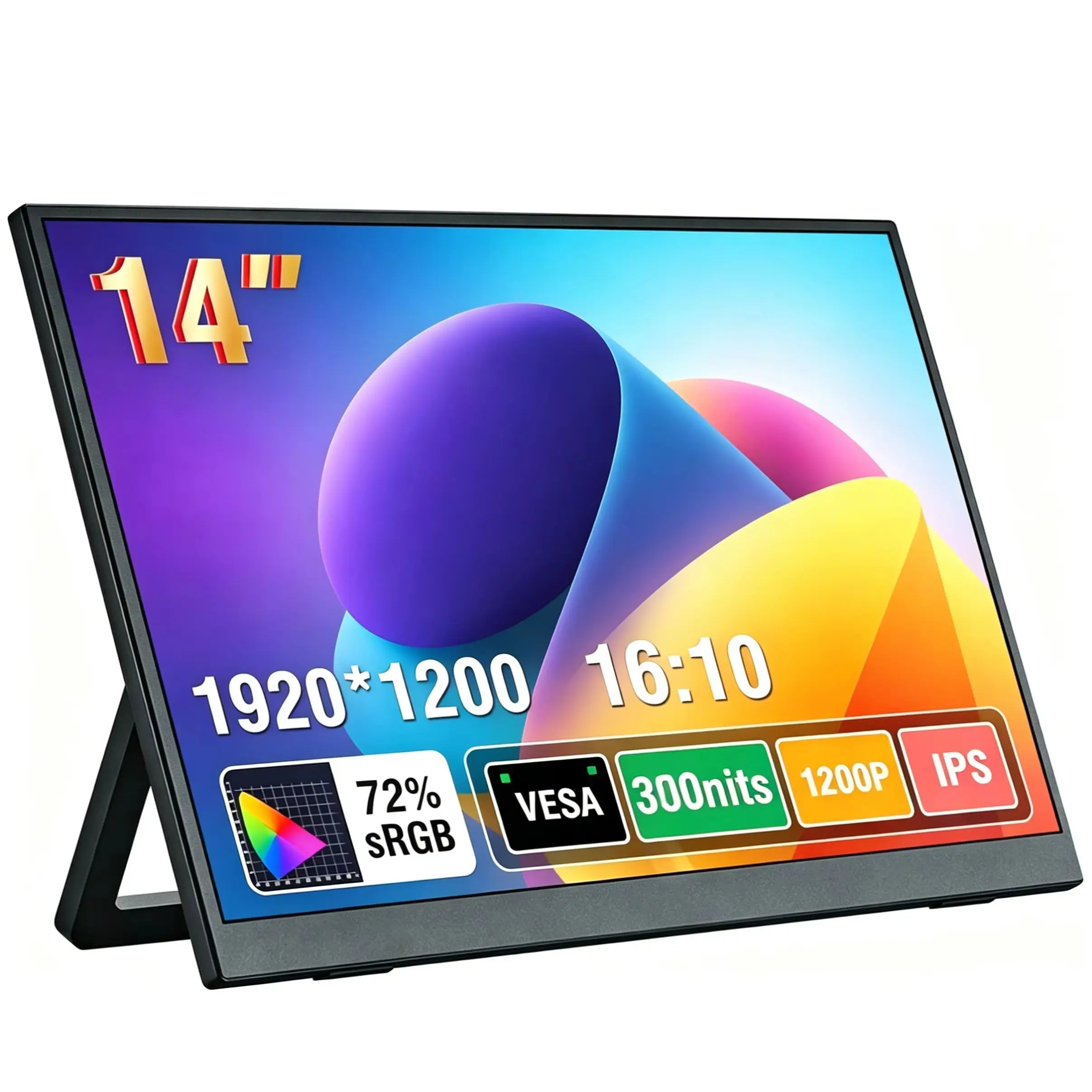 

AHXJKA 14 Inch Portable Monitors 1920*1200P IPS With Type-C Mini HDMI Can One line link For Phone Laptop XBox PS4/5 Mac PC PS