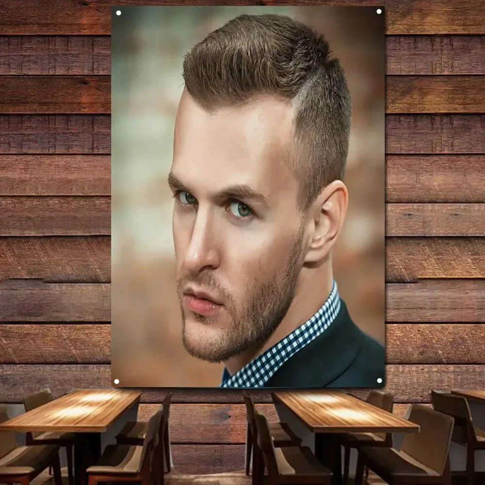 Hairstyling Poster & Prints Canvas Printing Mini pompadour haircut for men Flag Wall Charts Barber Shop Wall Art Banner Tapestry