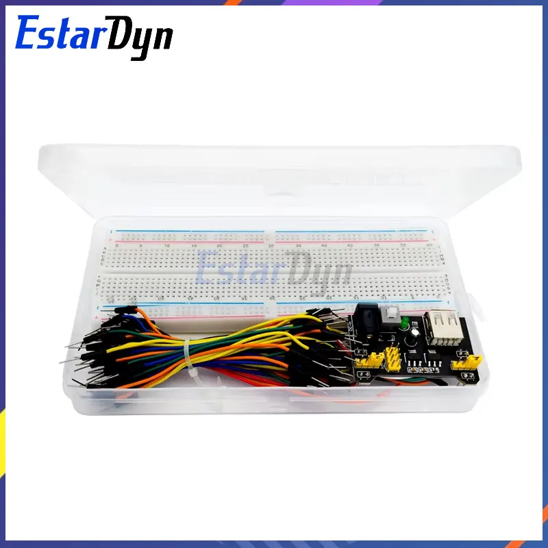 Estardyn 3.3V/5V MB102 Breadboard power module+MB-102 830 points Solderless Prototype Bread board kit +65 Flexible jumper wires