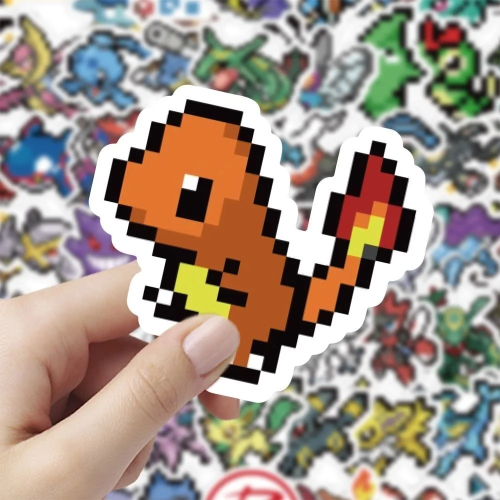 60 Adesivos Pokémon Pixel, Decalques à Prova d'Água para Laptop, Capa de Telefone, Mesa, Caderno, Decoração DIY