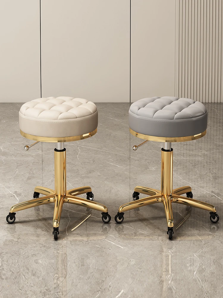 Rotary Lifting Circular Stool Large Workers Household Pulley Stool Barber Chair Salon Furniture Beauty Stool Dressers Stool Beau