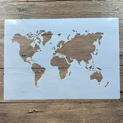 A4 29 *21cm DIY Stencils wall  Painting Scrapbook Coloring Embossing Album Decorative Paper Card Template wall World Map