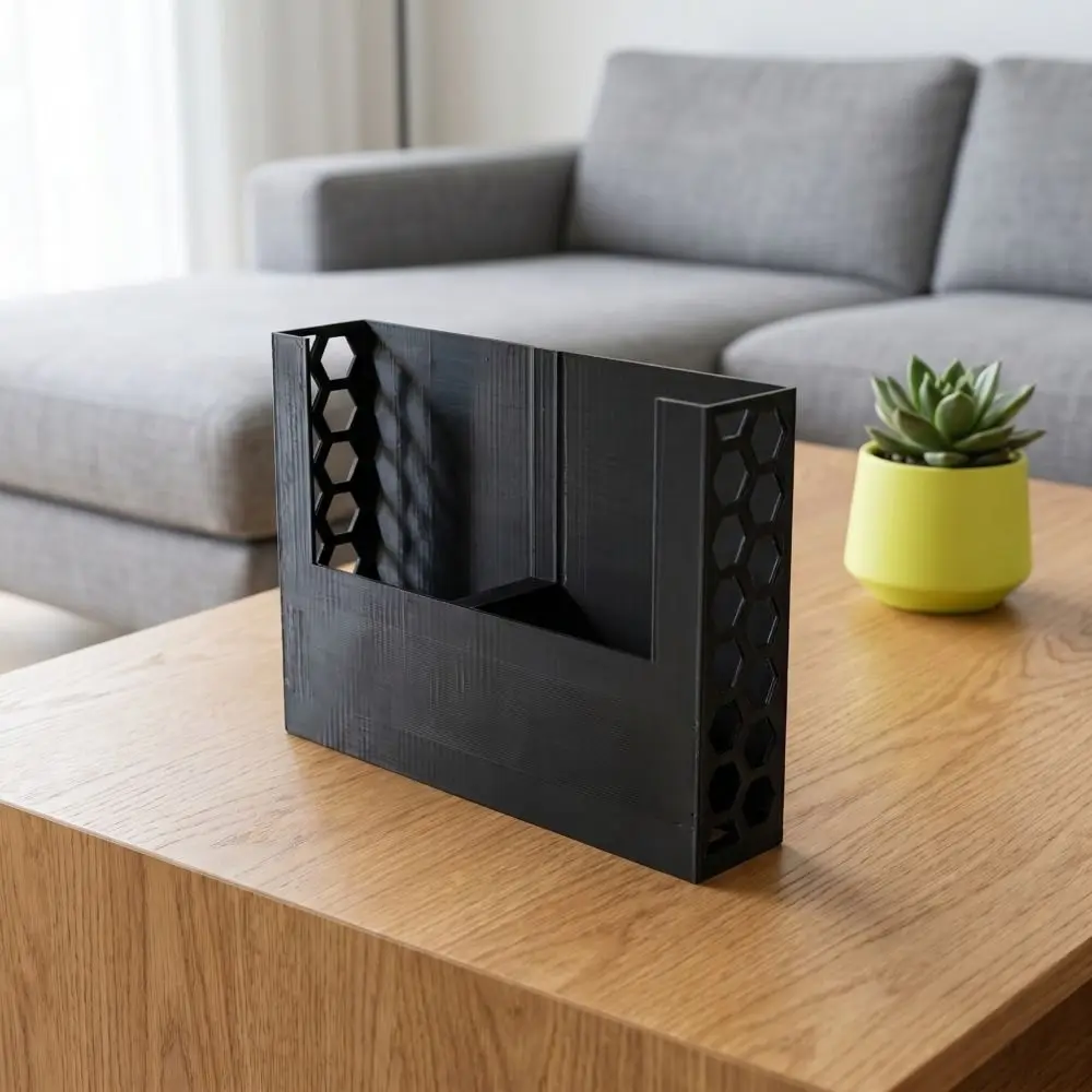 3D Printed Remote Control Storage Box Black Color Honeycomb Design Remote Control Organizer Multi-Slot Honeycomb Storage Box