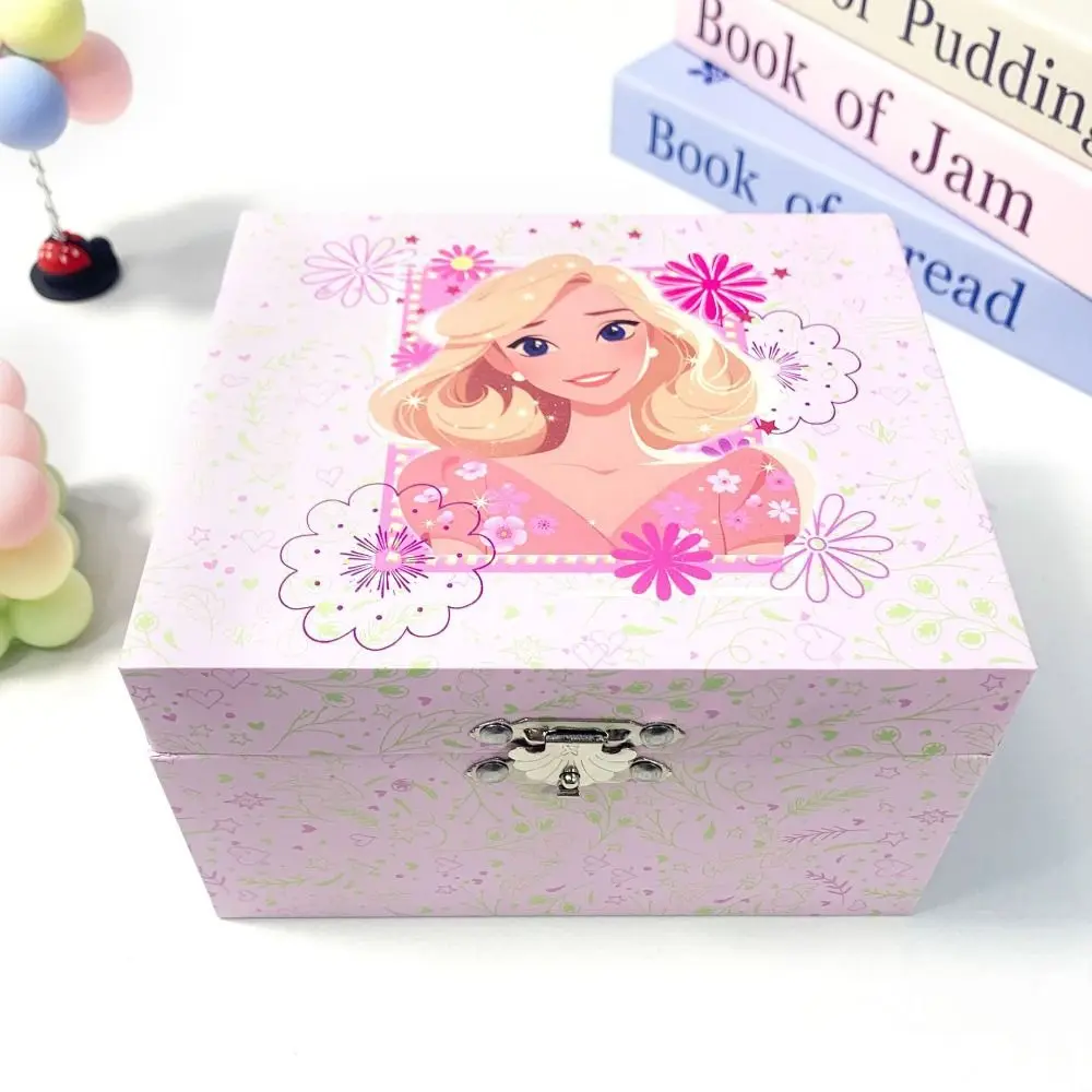 

Shiny Cute Princess Music Box Dustproof With Mirror Little Girl Jewelry Box Automatic Rotation Cartoon Storage Box Home Decor