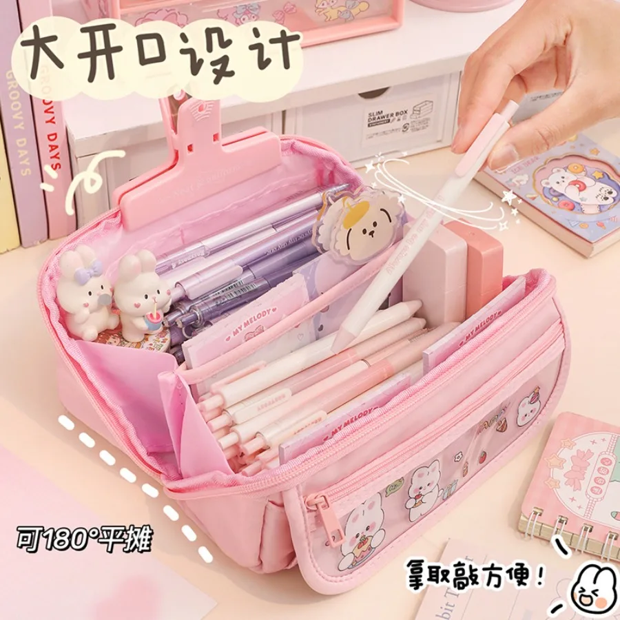 

9-слойный пенал большой емкости с рисунком, большое отверстие 180 ° Плоская сумка для канцелярских принадлежностей, многоцветный органайзер для школьных принадлежностей
