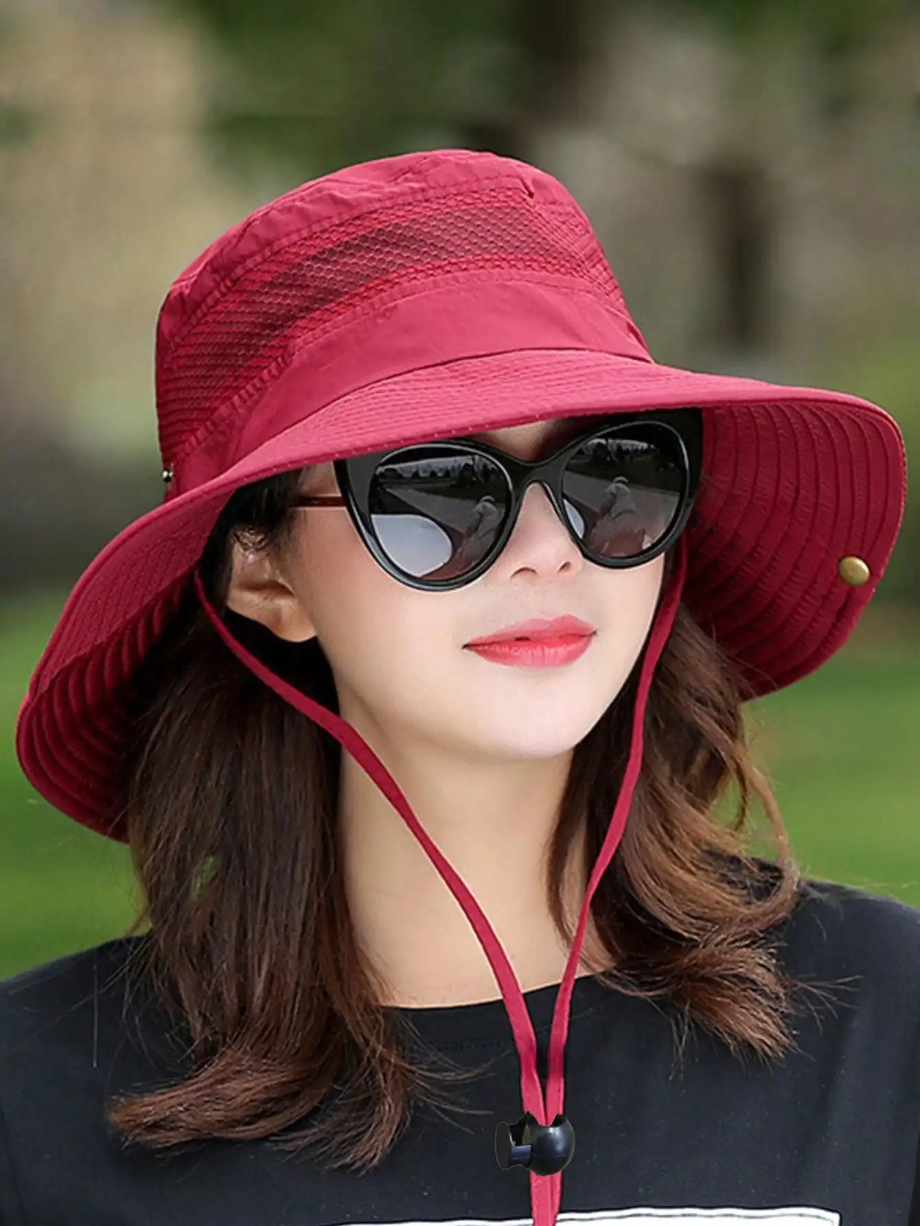 

1pc Unisex Large Brim Bucket Hat, Breathable And Sun Protection, Adjustable Drawcord, Suitable For Spring And Summer